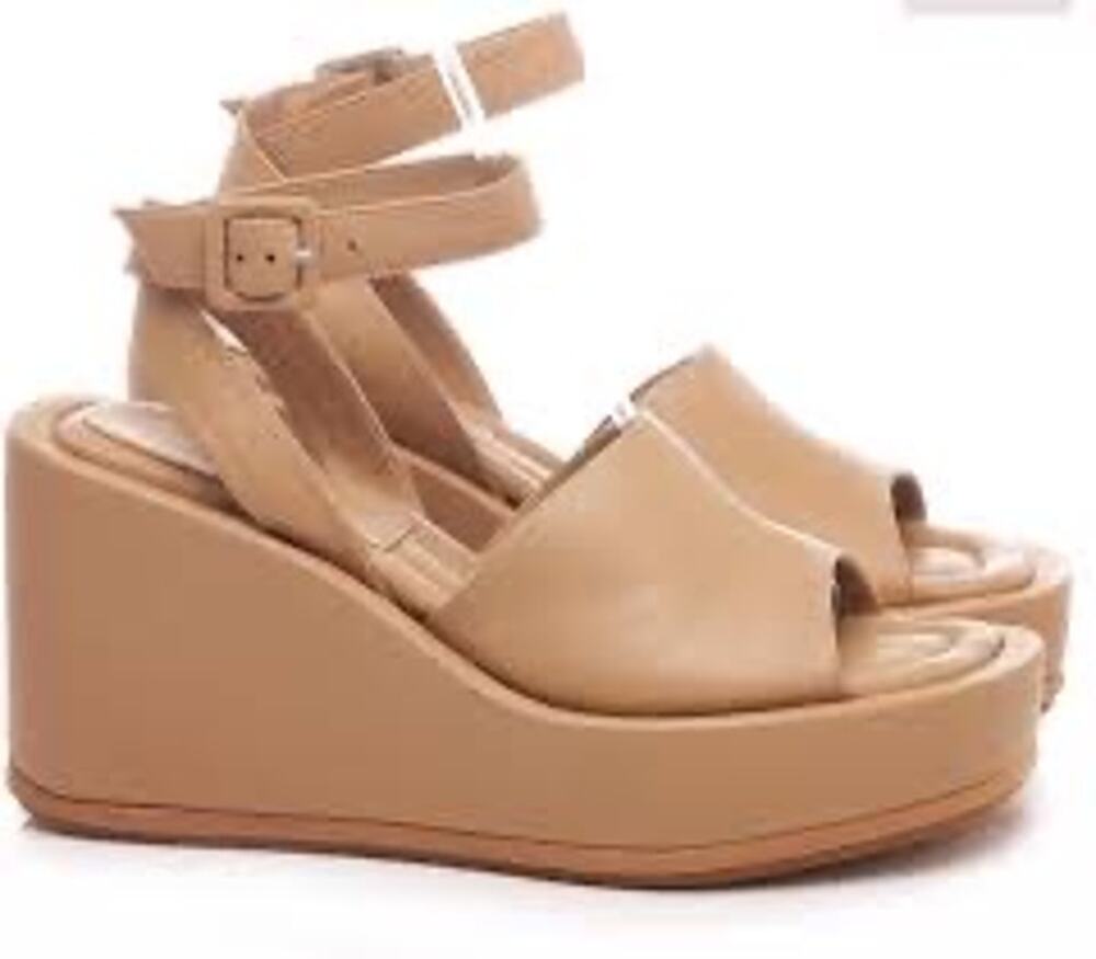 Paloma Barceló Emmy Nocciola Tan Ankle Strap Wedge Sandals EU 40 US 10